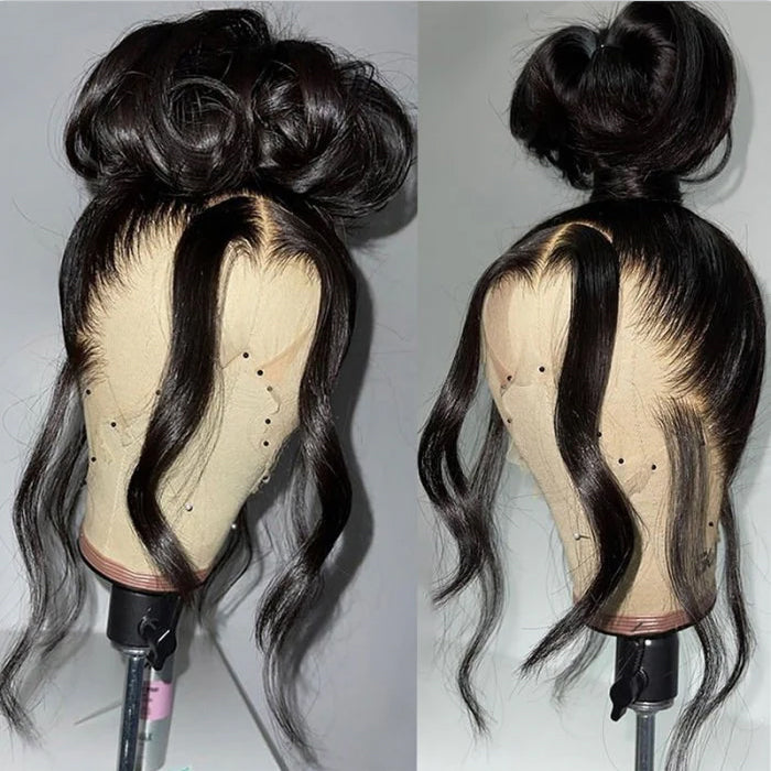 Body Wave Invisi-Pull String Snug Fit 360 HD Lace Frontal Glueless Wig With Pre Bleached Knots