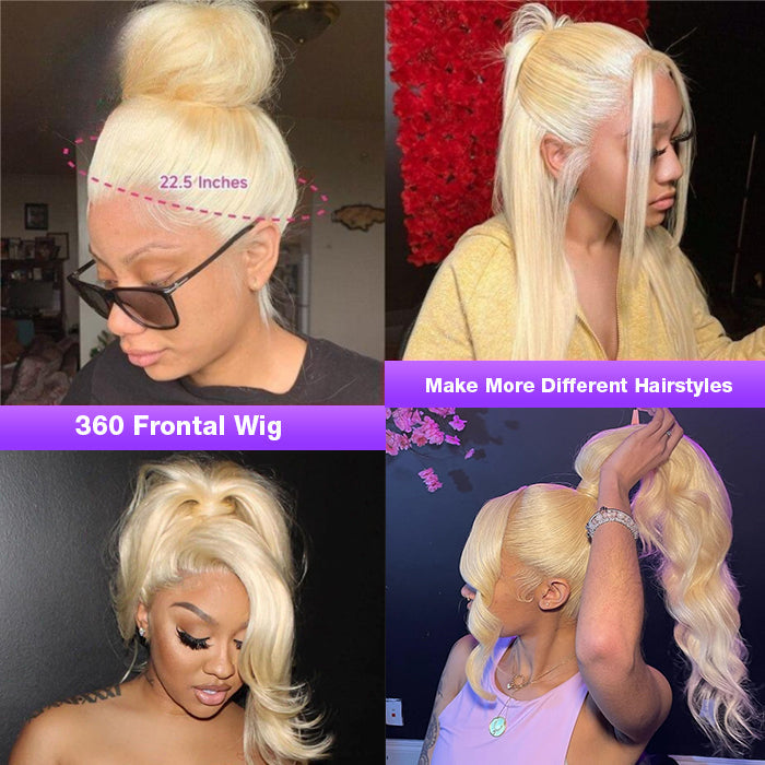 613 Blonde 360 HD Lace Front Human Hair Wigs Pre Plucked Straight Human Hair