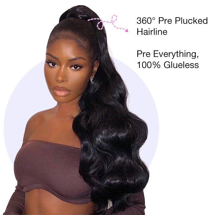 Invisi-String 360 Skin HD Lace Super Natural Hairline Pre-Bleached Free Part Human Hair Wig For Women