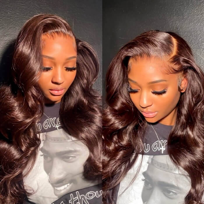 Pre-plucked Glueless 8x5 Pre Cut HD Lace Wigs #4 Chocolate Brown Body Wave Wig Super Secure