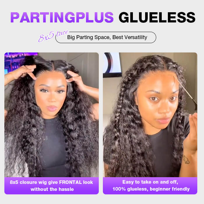 Pre-All Glueless Wig Deep Wave 8x5 Closure HD Lace 100% Human Hair Wig Ready To Go