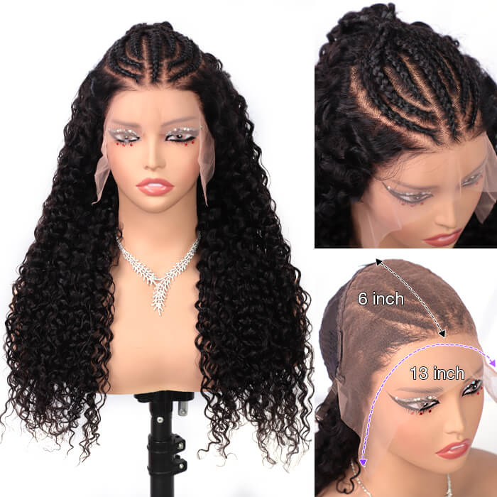 Curly Pre Braided Lace Front Wig 13x6 Full Lace Pre Bleached & Pre Plucked