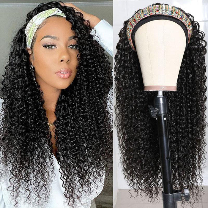 Curly Headband Wigs With Various Headbands No Glue No Gel Human Wigs