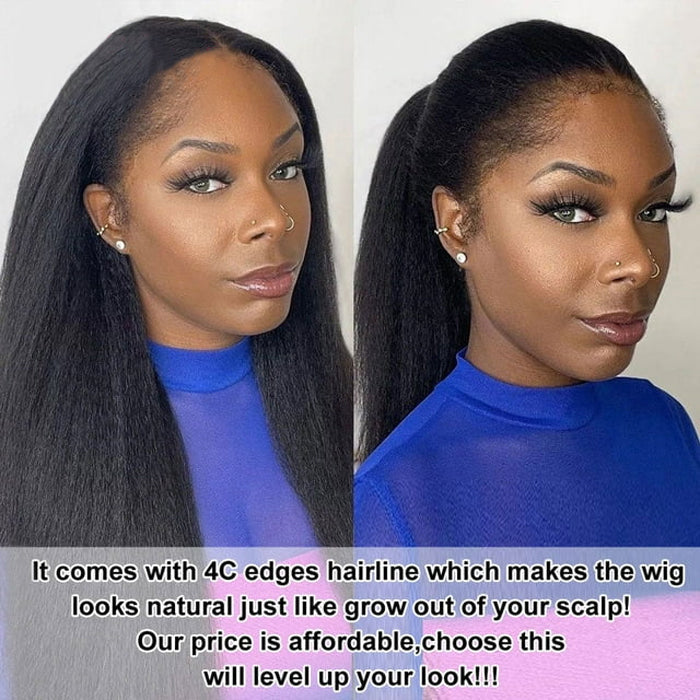 4C Edges Hairline Wig 13x4 HD Lace Front Wigs Human Hair With Curly Baby Hair Realistic Hairline