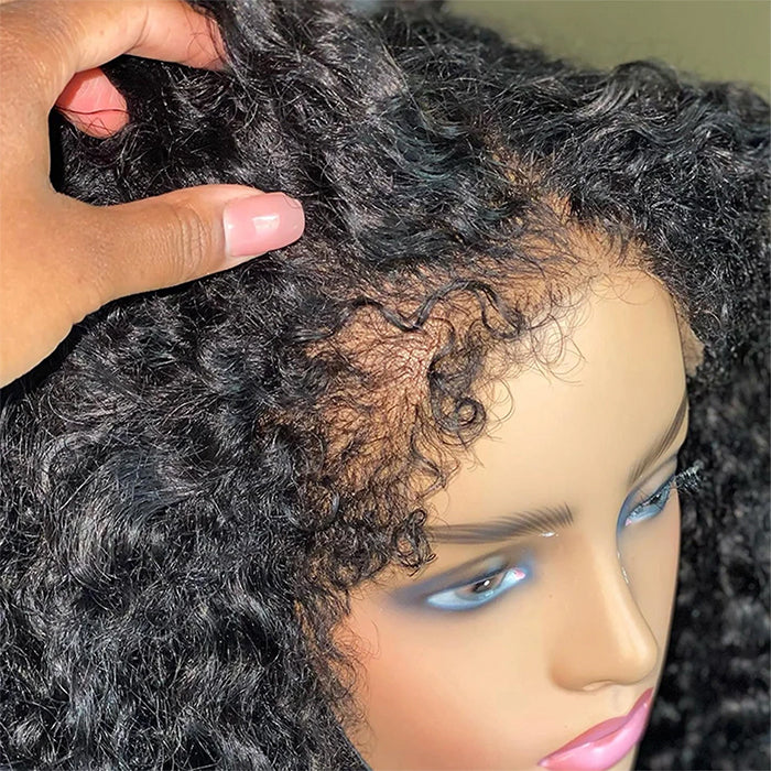 4C Edges Lace Front Bob Wig Glueless Curly Human Hair Wig with Pre Plucked Hairline