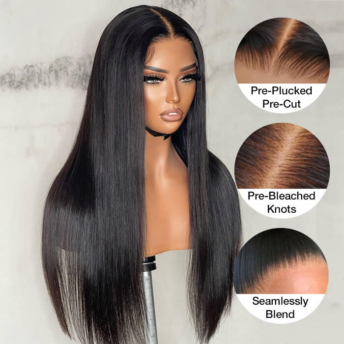 13x4 Pre-Cut Lace Front Straight Wig Real Ear To Ear Pre-Cut & Pre-Pluck & Pre-Bleached Pre-All Wig