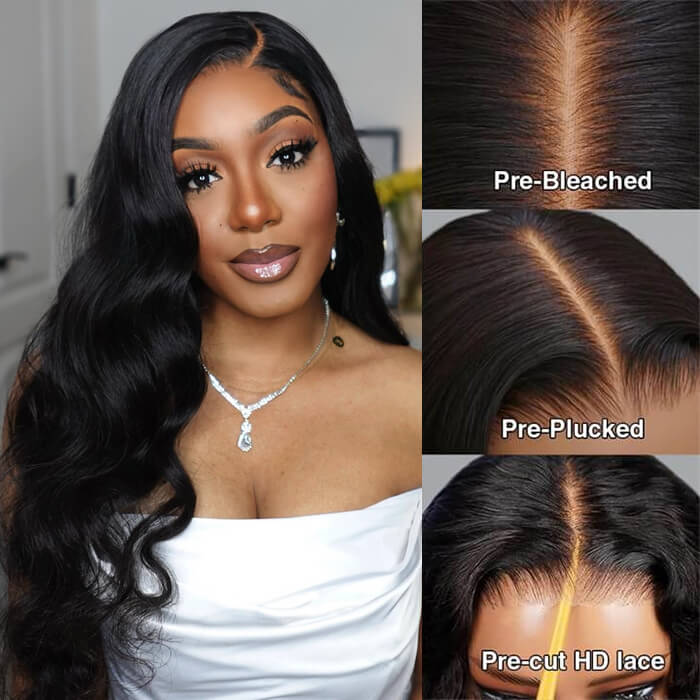 Bleached Knots | Upgrade 8x5 HD Pre Cut Lace Glueless Body Wave Lace Closure Wig Human Hair Ready & Go