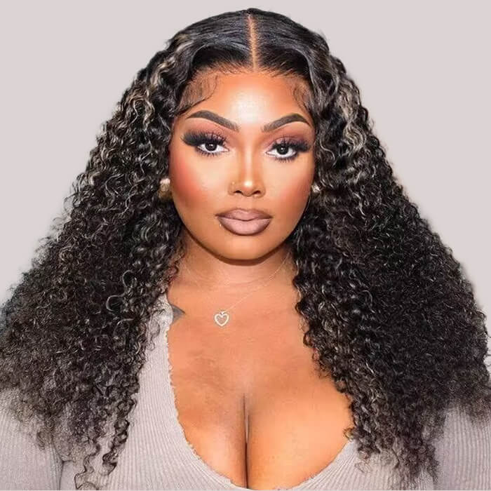 4C Curly Edges Hairline Glueless Curly Lace Front Human Hair Wig With Super Natural Hairline