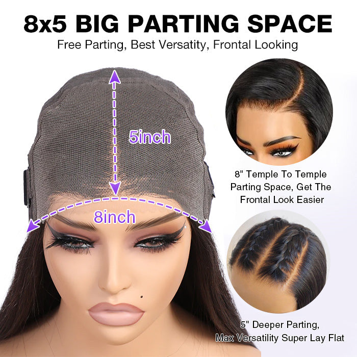 8x5 Pre-Cut HD Lace Glueless Straight Wig Super Secure Pre-Cut & Pre-Pluck & Pre-Bleached Pre-All Wig