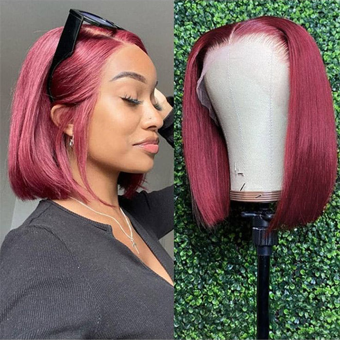 Short Bob Wigs For Girl 13*4 HD Lace Front Human Hair Wigs Pre Plucked