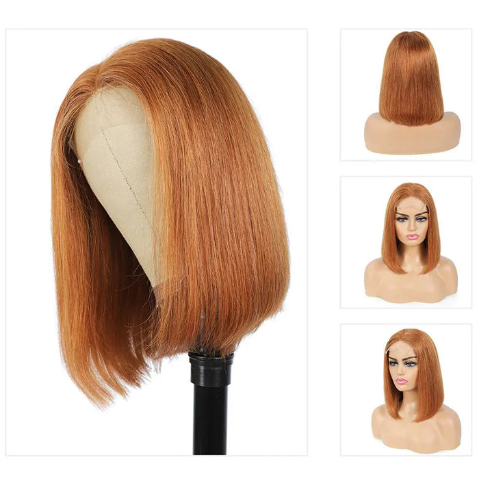 #30 Light Brown Short Straight Bob 13x4/4x4 Lace Wig 100% Human Virgin Hair