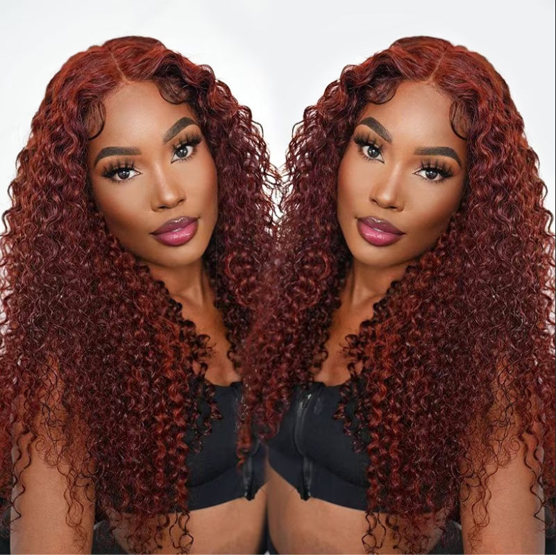 Reddish Brown Curly Glueless Wig Pre-plucked 8x5 Pre Cut HD Lace Wig Quick & Easy