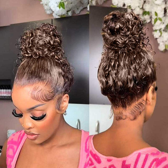 Glueless Invisi-String Snug Fit 360 HD Lace Frontal #4 Chocolate Brown Deep Wave Put on & Go Wigs