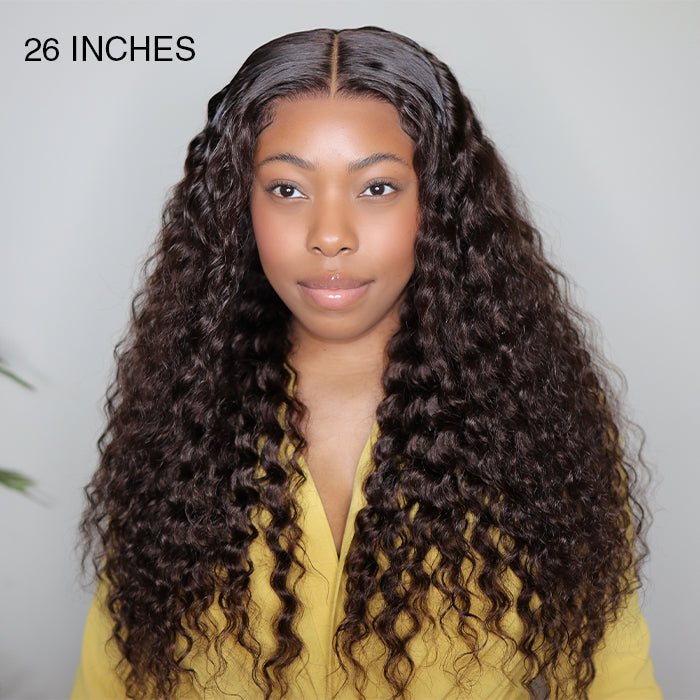 Glueless Invisi-String Snug Fit 360 HD Lace Frontal #4 Chocolate Brown Deep Wave Put on & Go Wigs