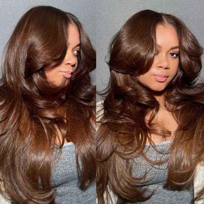 Face-Framing Curtain Bangs Pre-bleached Body Wave Glueless HD Lace Wig with Layers Ready To Go Wig