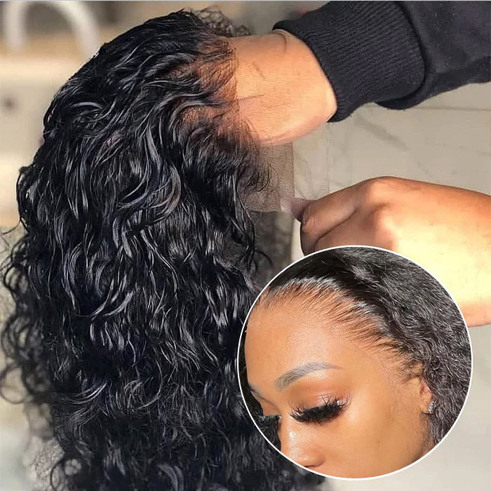 Water Wave Short Bob 13x4 Lace Front  Wigs 100% Human Hair Pre Plucked Glueless Lace Front Wigs