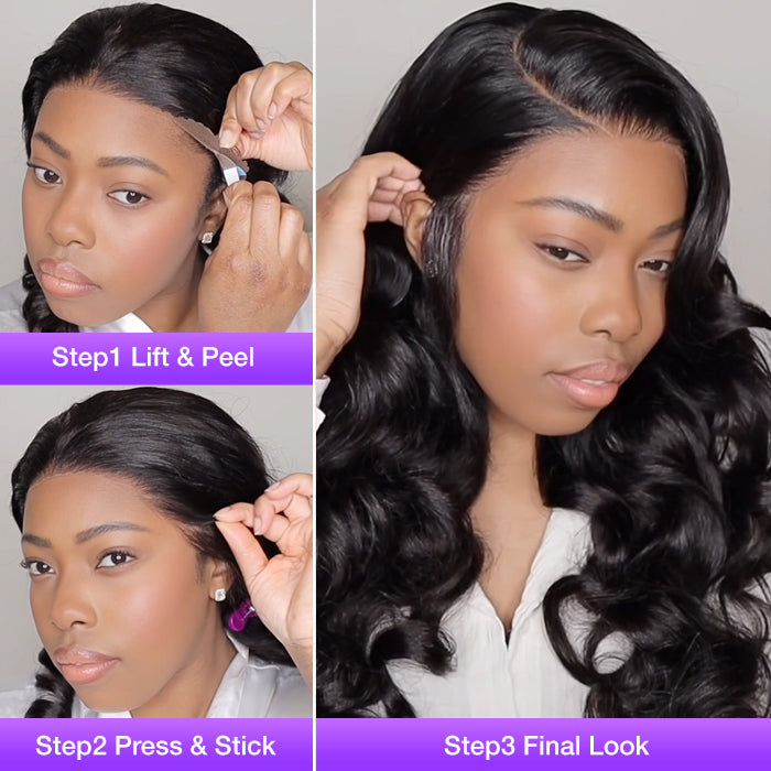 Glueless 13x6 Pre-Cut Lace Frontal Wigs Super Secure 3D Body Wave Wig Real Ear To Ear Pre-All Wig