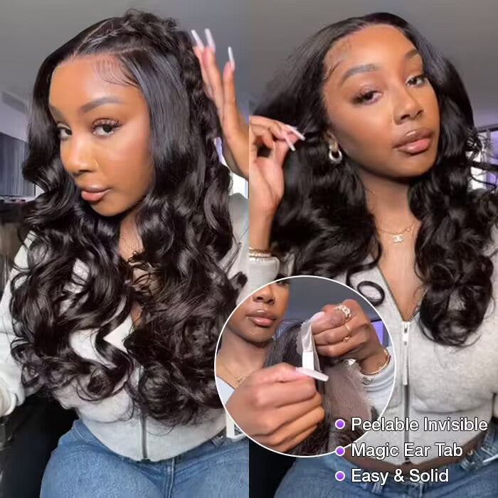 Glueless 13x6 Pre-Cut Lace Frontal Wigs Super Secure 3D Body Wave Wig Real Ear To Ear Pre-All Wig