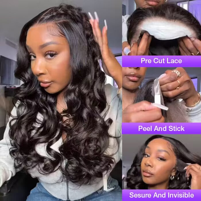 3D Body Wave 13x4 Pre-Bleached Lace Frontal Wig Real Ear To Ear Pre-Cut Lace Frontal Super Secure Wig