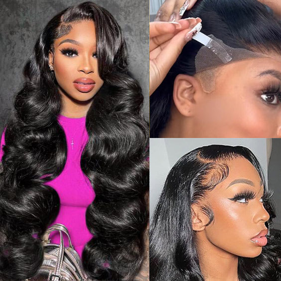 Glueless 13x6 Pre-Cut Lace Frontal Wigs Super Secure 3D Body Wave Wig Real Ear To Ear Pre-All Wig