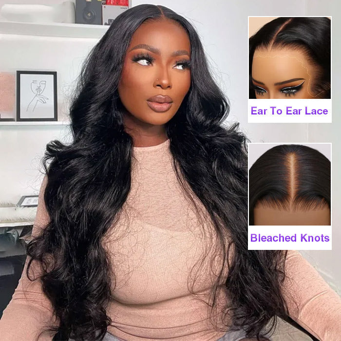 3D Body Wave 13x4 Pre-Bleached Lace Frontal Wig Real Ear To Ear Pre-Cut Lace Frontal Super Secure Wig