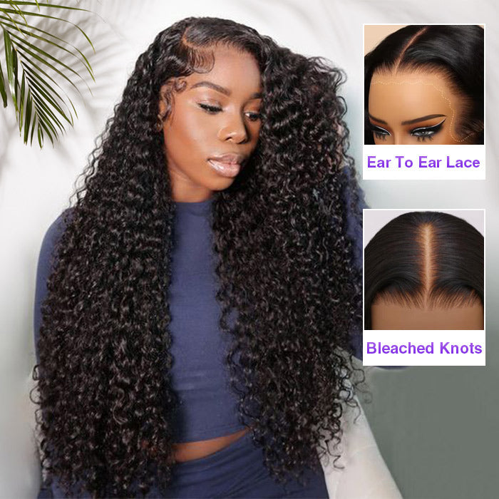 Glueless Curly Wig 13x4 Pre Cut Ear To Ear Lace Front Wigs With Pre Bleached & Pre Plucked Pre-All Wig