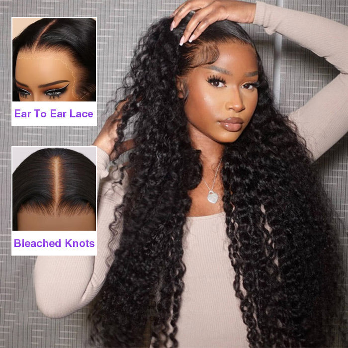 13x6 Pre-All Glueless Lace Frontal Wig Pre Cut Ear to Ear Lace Glueless Deep Wave Wigs