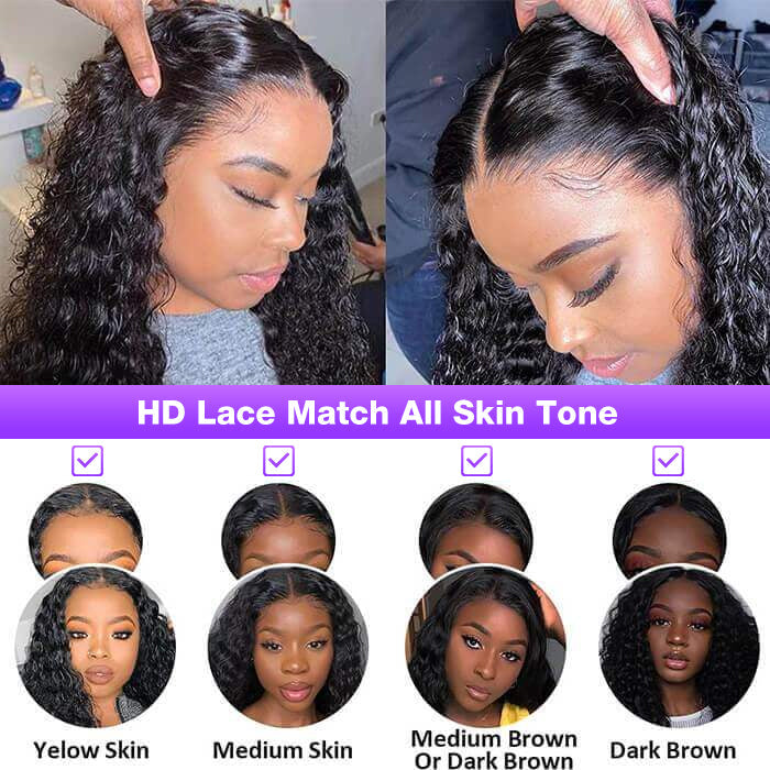 HD Lace Wigs Realistic 13*4 Lace Front Wigs Human Hair Deep Wave Skinlike HD lace Wig with Invisible Bleached Knots Pre Plucked Hairline