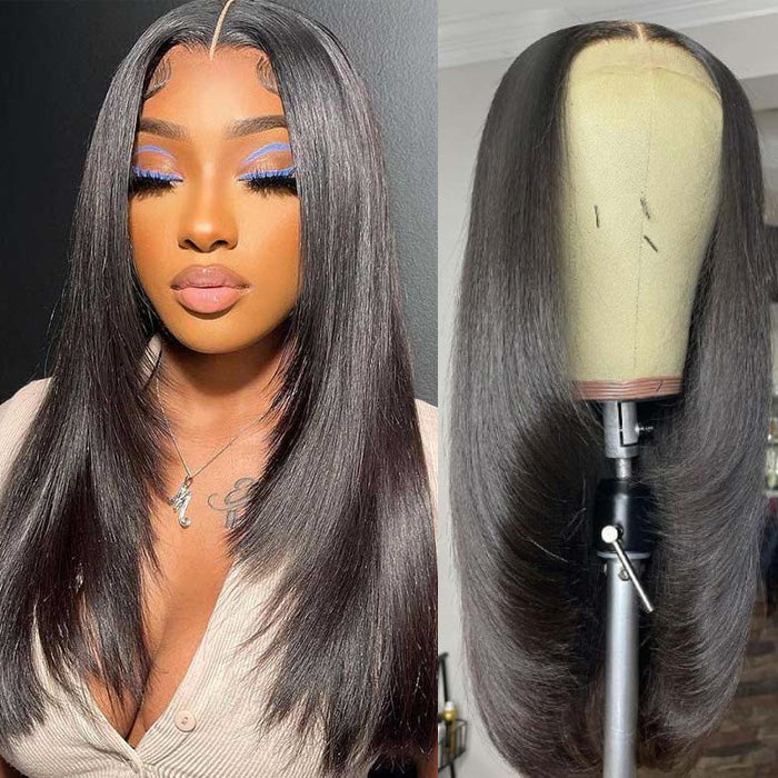 Hermosa Layered Cut Pre-plucked Glueless 13x4 Frontal Lace Wig 100% Human Hair Wigs