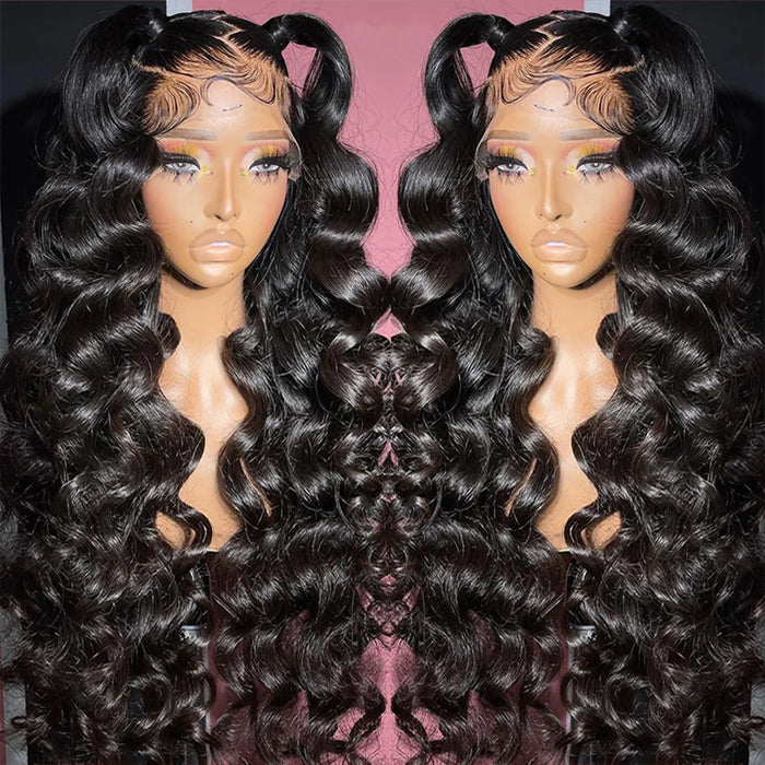 Bouncy Loose Wave 13x6 Full Invisible Hd Transparent Lace Front Wigs For Women