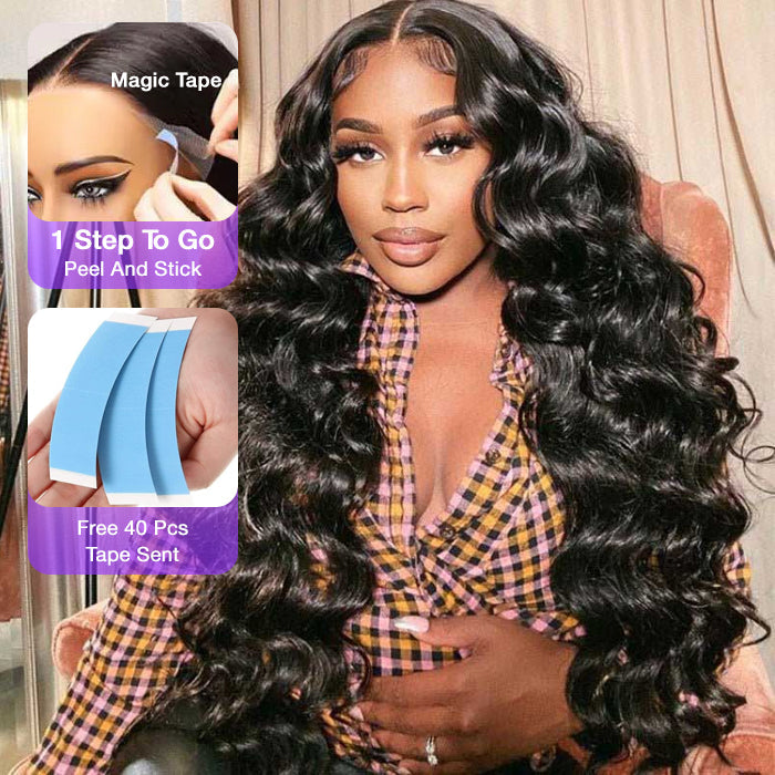 Bouncy Loose Wave 13x6 Full Invisible Hd Transparent Lace Front Wigs For Women