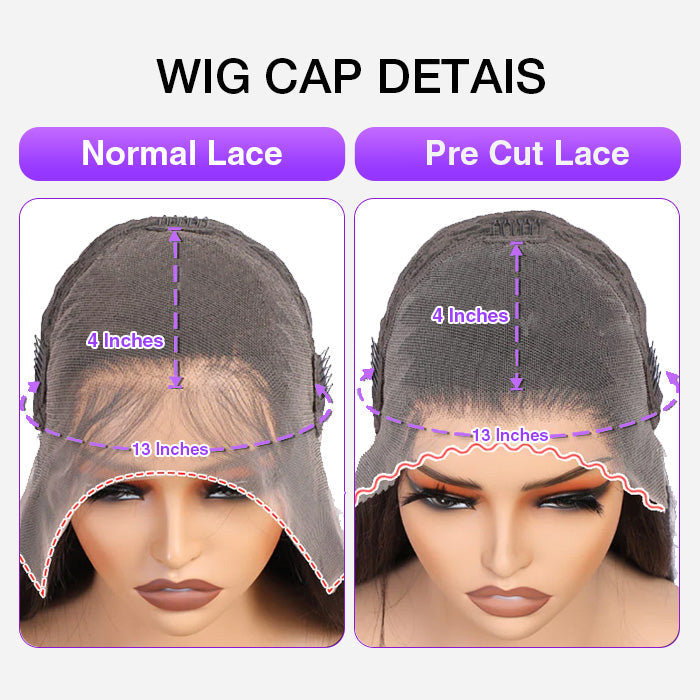 Glueless Pre Braided Wig Straight Human Hair 13x4 HD Lace Frontal Wig Super Secure