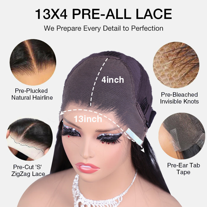 3D Body Wave 13x4 Pre-Bleached Lace Frontal Wig Real Ear To Ear Pre-Cut Lace Frontal Super Secure Wig