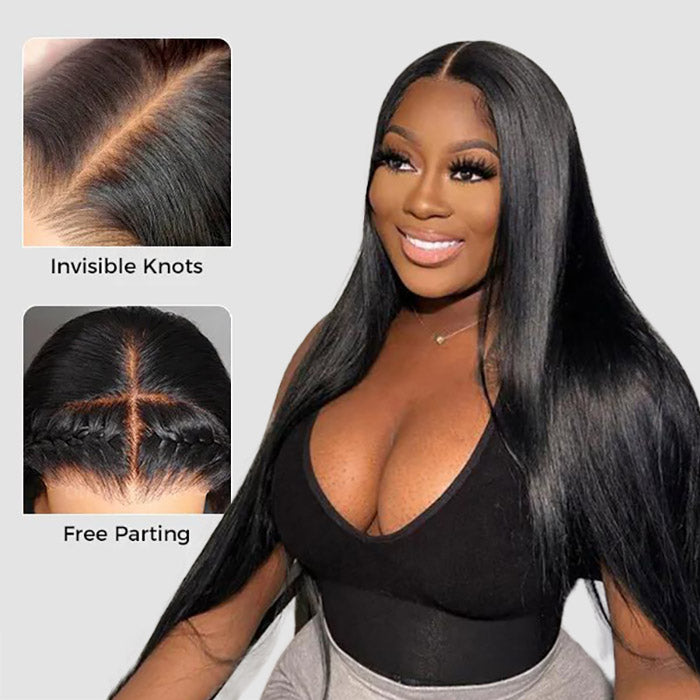 Glueless Ready To Wear 8x5 HD Lace Straight Wig Pre Plucked Hairline & Bleached Knots & Pre-cut Lace