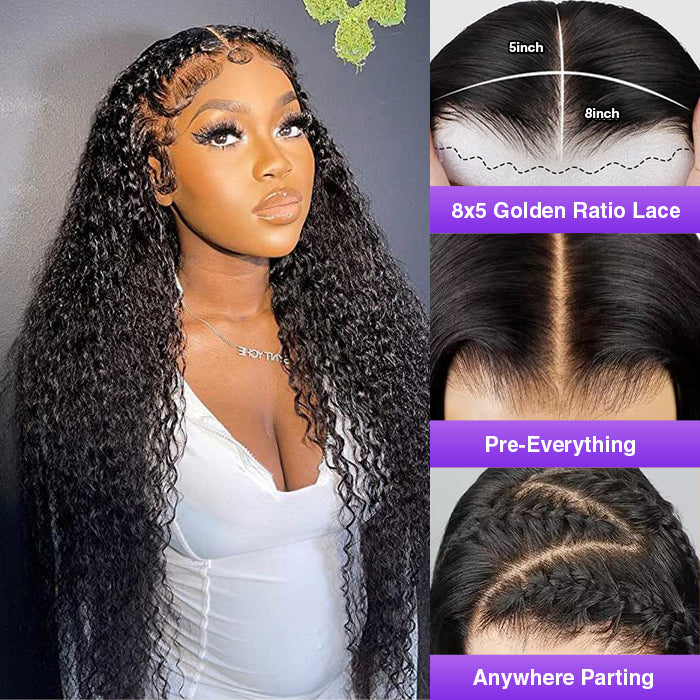 Bleached Knots | Ready & Go Glueless Wigs 8x5 HD Transparent Lace Closure Curly Human Hair Wigs