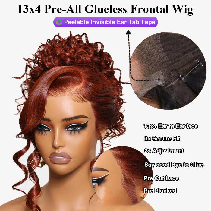 13x4 Lace Front Reddish Brown Body Wave Real Ear to Ear Lace Put on and Go Pre-All Glueless Wig