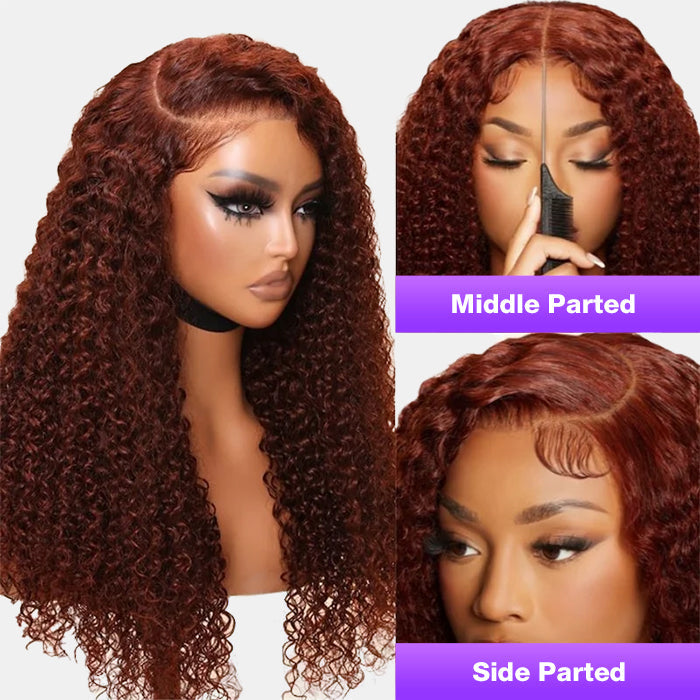 Pre-All Wig Reddish Brown 13x4 Ear To Ear Lace Front Jerry Curly Put on and Go Glueless Wig