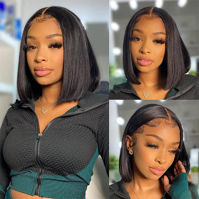 Affordable Straight Bob Wig Human Hair Pre Plucked Glueless Lace Front Wig