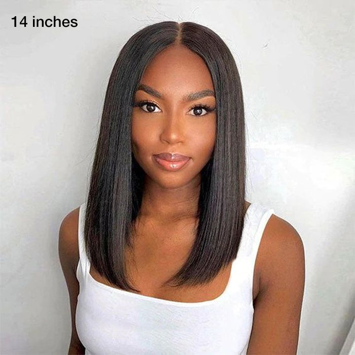 Glueless Lace Bob Wig 100% Human Hair 8x5 Pre Cut Lace Pre Plucked & Bleached