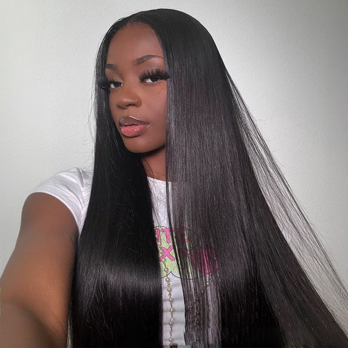 3 Min Install Glueless Straight Wig 8x5 Pre Cut Lace Closure Wigs With Pre Bleached Knots