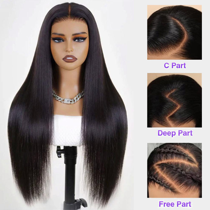 13x6 Pre-All Glueless Frontal Wigs Pre Cut & Pre-Bleached Put on and Go Glueless Straight Wig