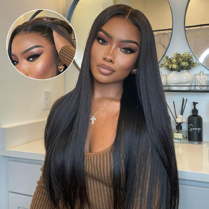 13x6 Pre-All Glueless Frontal Wigs Pre Cut & Pre-Bleached Put on and Go Glueless Straight Wig