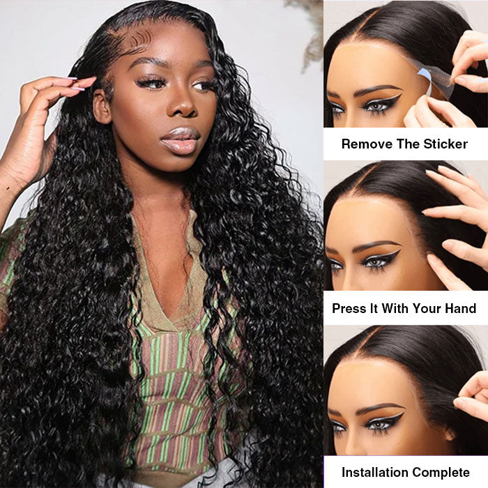 SKINLIKE HD Lace Frontal Wig Water Wave 13x6 Pre-Cut Lace Full Frontal Glueless Wig with Bleached Small Knots