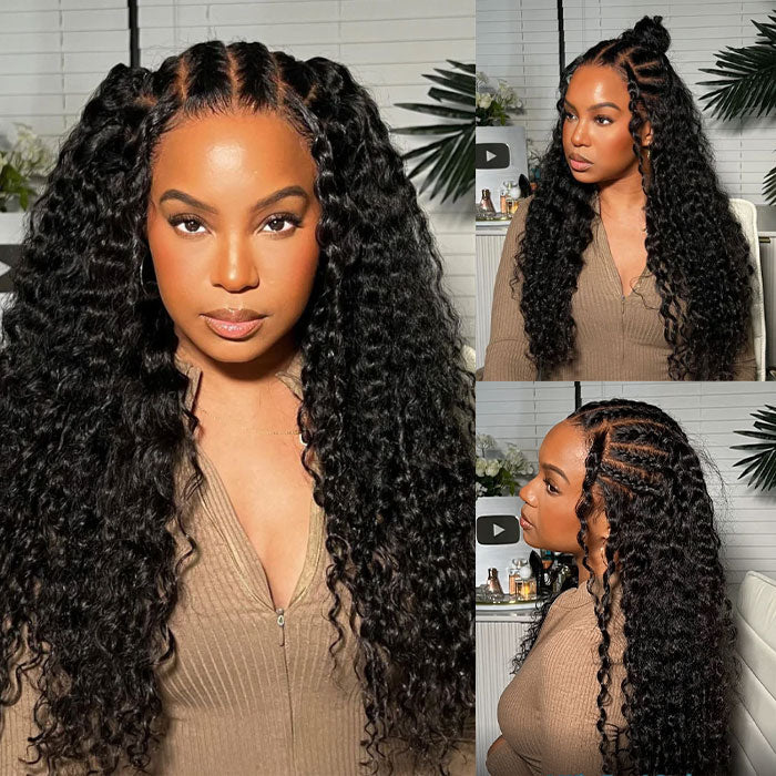 SKINLIKE HD Lace Frontal Wig Water Wave 13x6 Pre-Cut Lace Full Frontal Glueless Wig with Bleached Small Knots