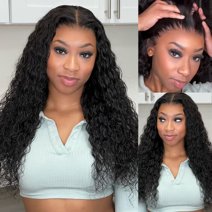 SKINLIKE HD Lace Frontal Wig Water Wave 13x6 Pre-Cut Lace Full Frontal Glueless Wig with Bleached Small Knots