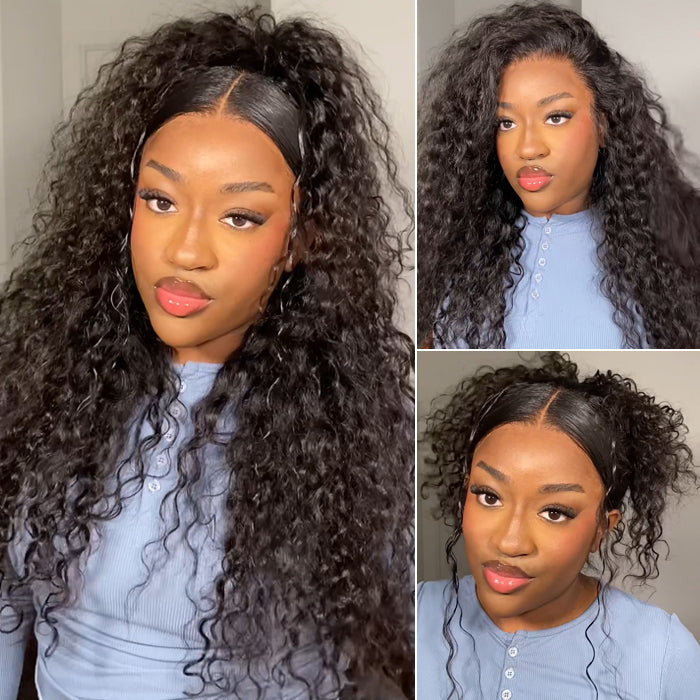 Water Wave Invisi-String Snug Fit 360 Skin HD Lace Frontal Wig Glueless Pre Bleached Human Hair Wig