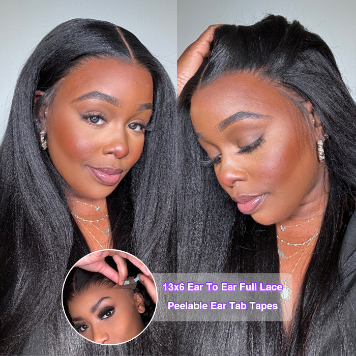 13x6 Lace Frontal Yaki Straight Pre Cut & Pre-Plucked Real Ear To Ear Pre-All Glueless Wig