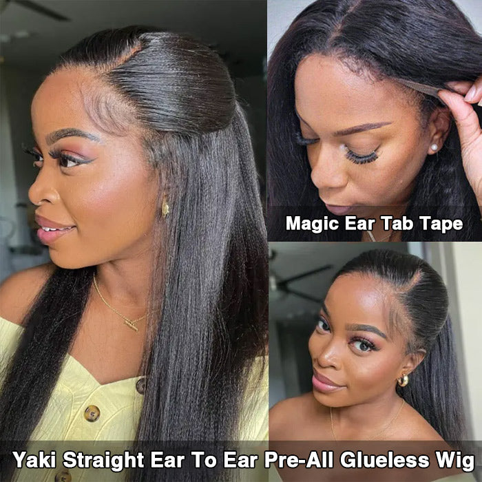 13x6 Lace Frontal Yaki Straight Pre Cut & Pre-Plucked Real Ear To Ear Pre-All Glueless Wig