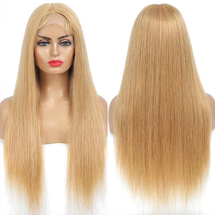 Honey Blonde 13x4 HD Transparent Lace Front Wig #27 Colored Human Hair Frontal Wig