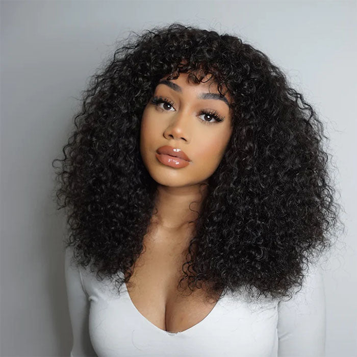 Human Hair Wig With Bangs Glueless Wigs 2X4 HD Lace Wigs With Bangs